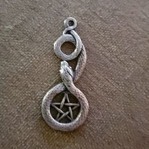 Rare Vintage Sterling Silver Pagan Wiccan Wicca Snake Pentacle 925 Pendent
